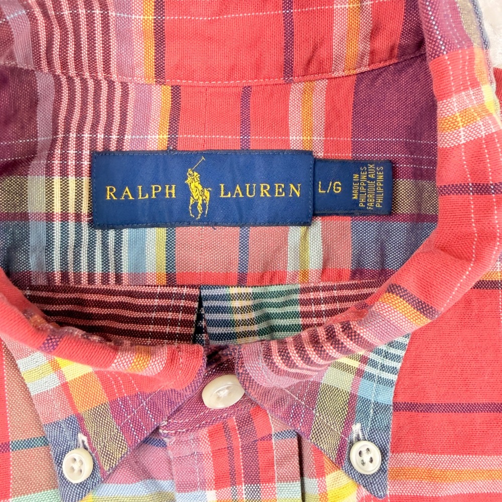 Ralph Lauren Button Down Shirt Mens Large Multicolor Plaid Long Sleeve Pony Logo - Picture 4 of 7